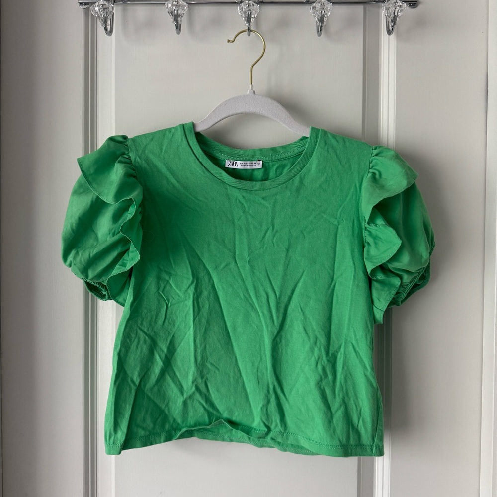 Zara Ruffle Puff Sleeve Tee